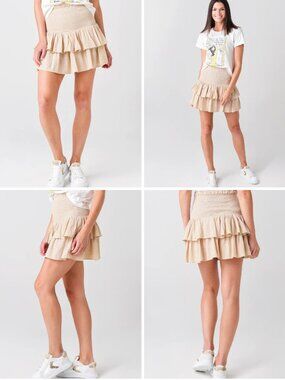 Honorine Chic Cream Ruffled Mini Skirt